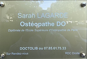 Sarah Lagarde Pontoise, Ostéopathe